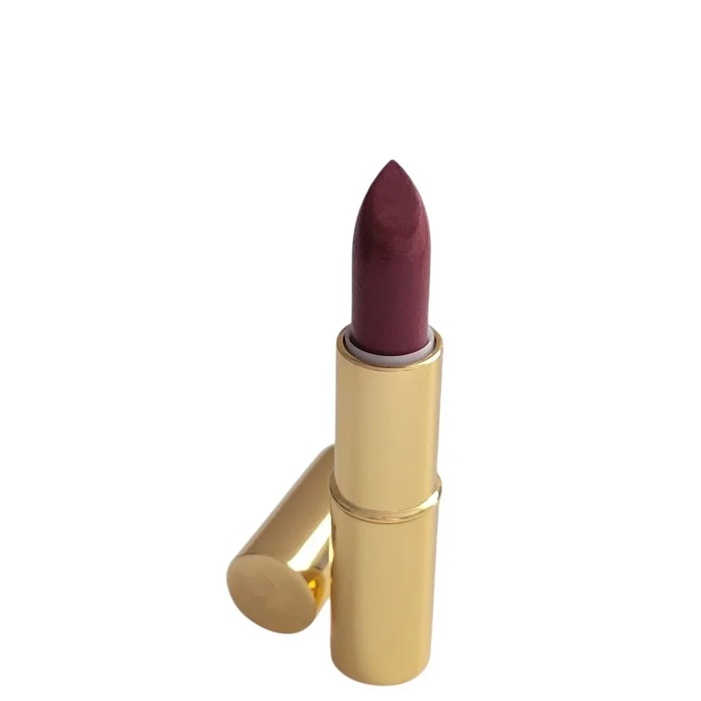Estee Lauder Pure Color Long Lasting Lipstick 123 FIG Gold Case Preowned